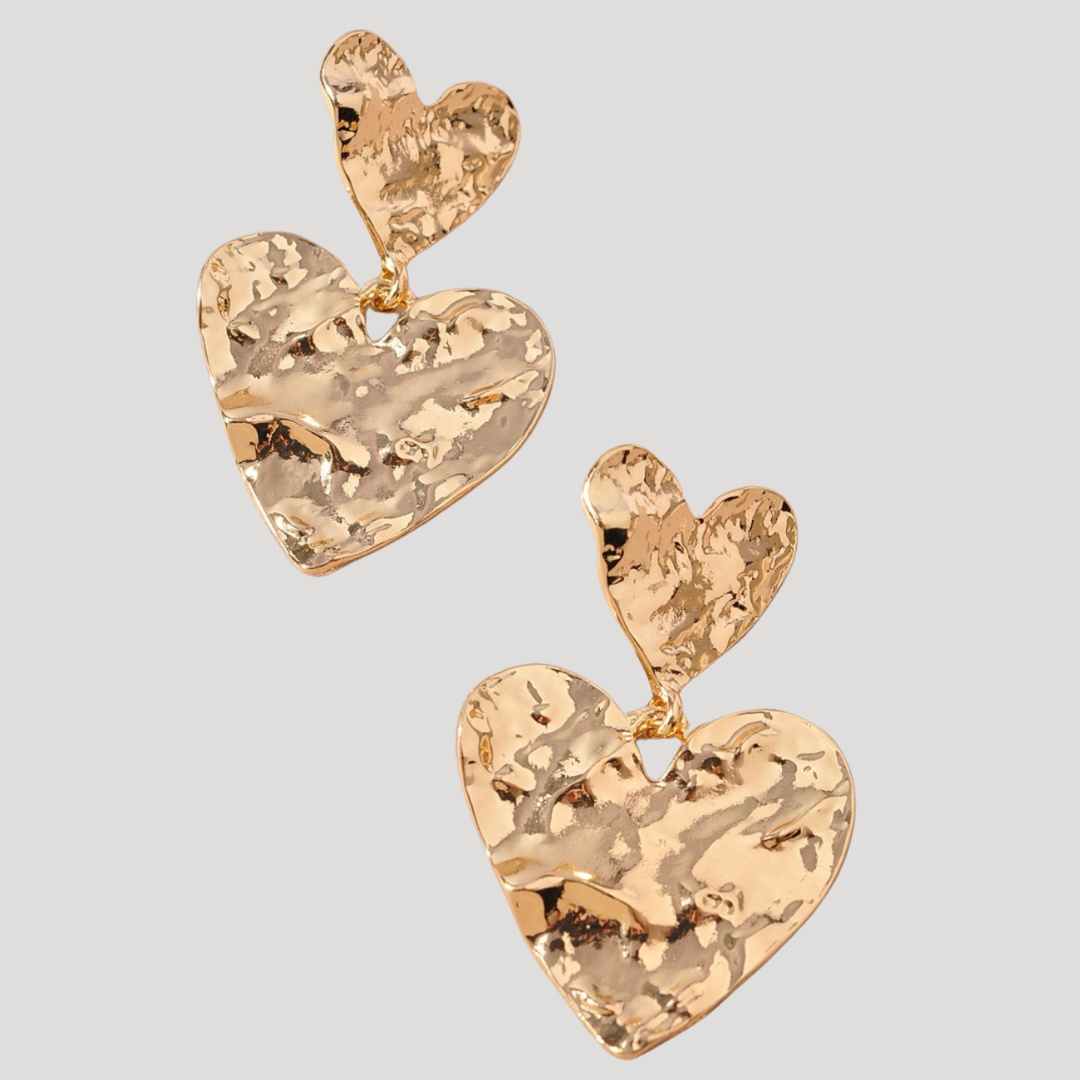 Double Heart Dangle Earrings