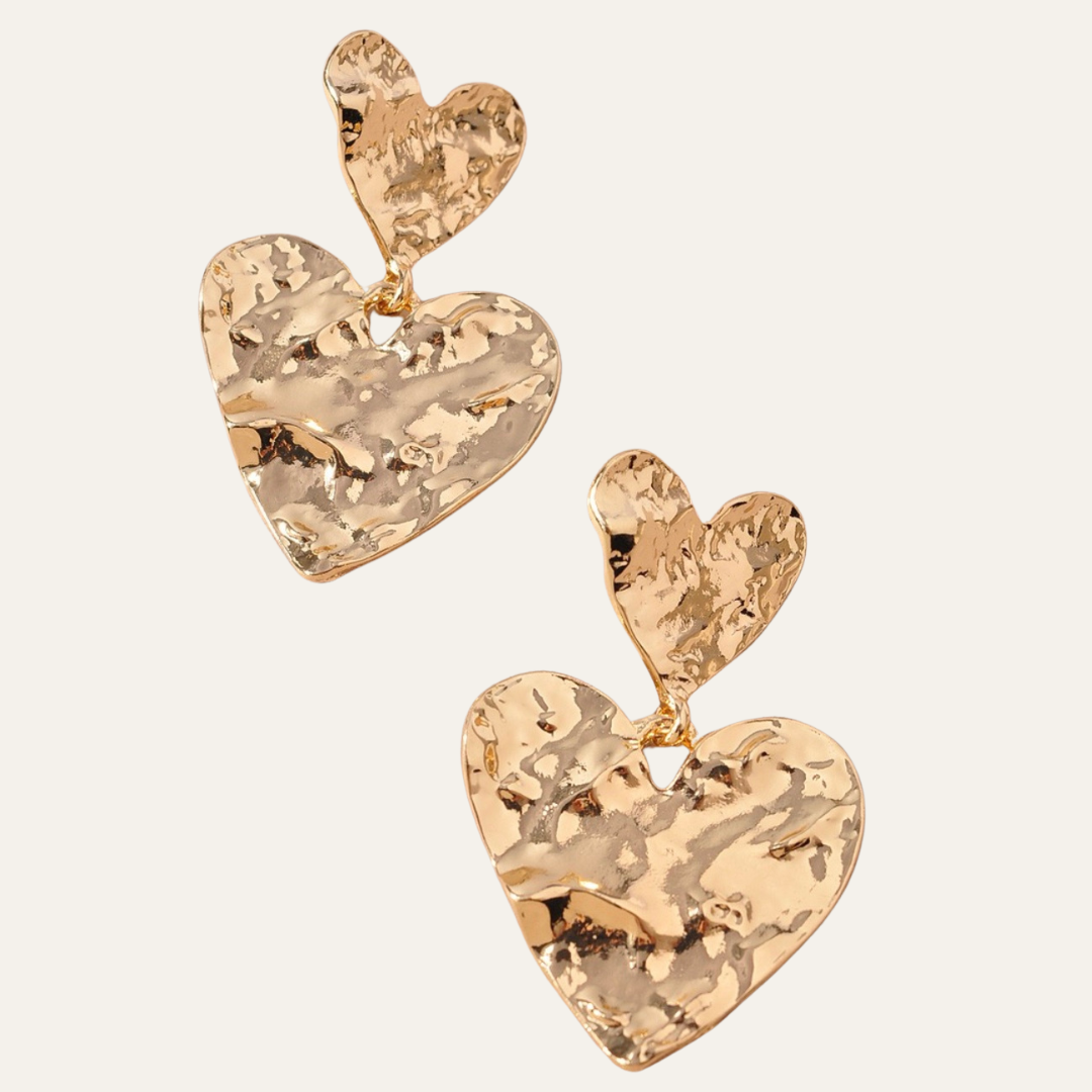 Double Heart Dangle Earrings