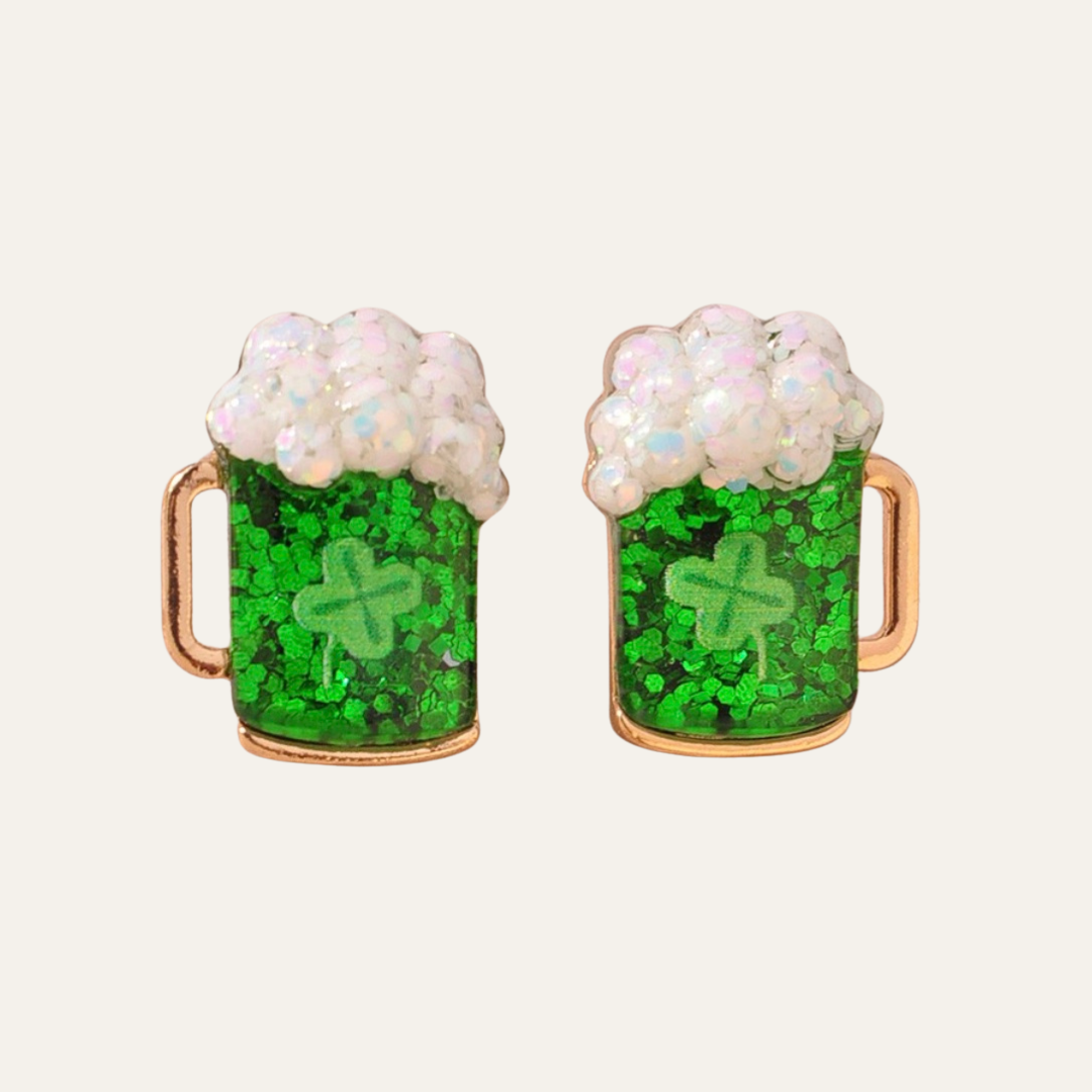 St. Patrick's Day Beer Stud Earrings