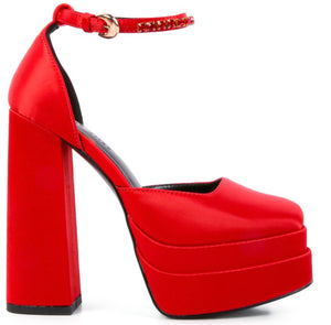 Open image in slideshow, Lola Satin Platform Heels
